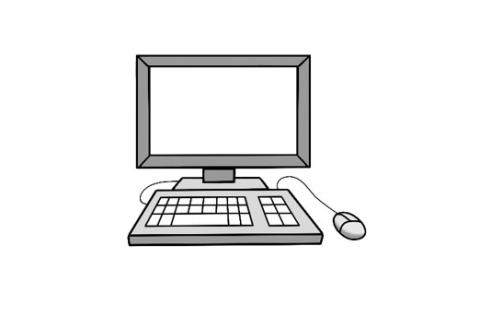 Ein Computerbildschirm mit einer Tastatur und Maus.