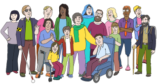 Gruppe Wir sehen eine diverse Gruppe von Menschen