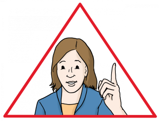 Frau mit erhobenem Zeigefinger. Dieses Bild bedeutet Achtung. 
