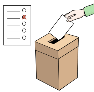 In eine Wahlurne wird der Wahlzettel gesteckt. 