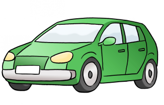 Ein grünes Auto.