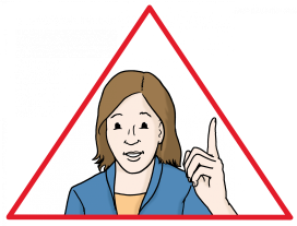 Achtung Frau mit erhobenem Zeigefinger. Dieses Bild bedeutet Achtung.