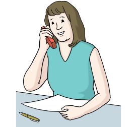 telefonieren Eine Frau, die telefoniert. Vor ihr befinden sich Zettel und Stift.